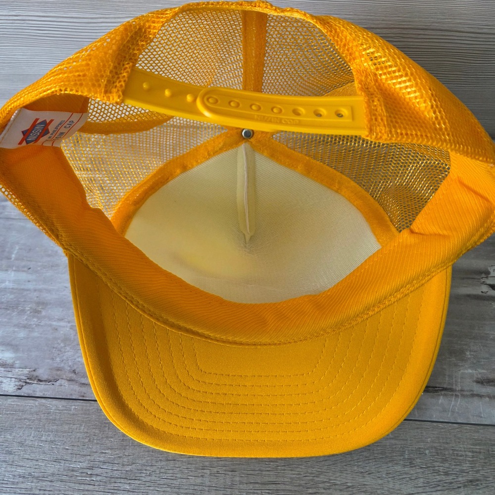 Vtg Nissin Trucker Hat Foam Cap Good Life Mesa Arizona Yellow White Mesh Retro - Picture 6 of 12